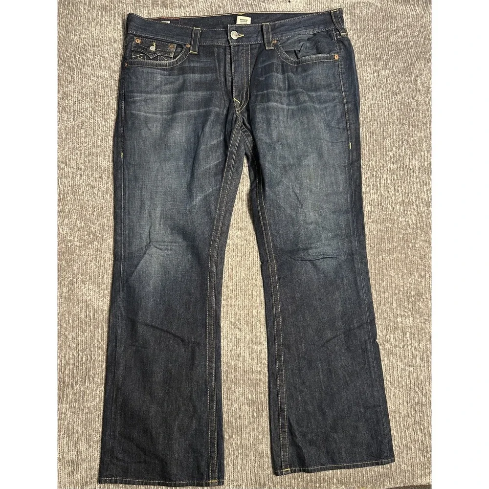 True Religion Straight Billy Dark Wash Jeans Denim Flap Stitched USA 40x33